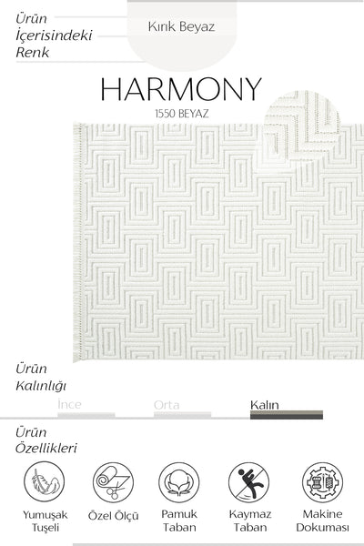 Cool Halı Harmony 1550 Beyaz Yumuşak Tuşeli Modern Kesme Halı