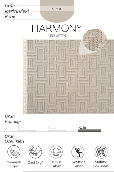 Cool Halı Harmony 1550 Vizon Yumuşak Tuşeli Modern Kesme Halı