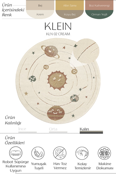 Cool Halı Klein 02 Renkli Yuvarlak Çocuk Halısı