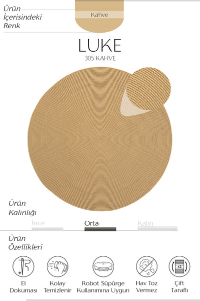 Cool Halı Luke 305 El Dokuması Dekoratif Yuvarlak Halı