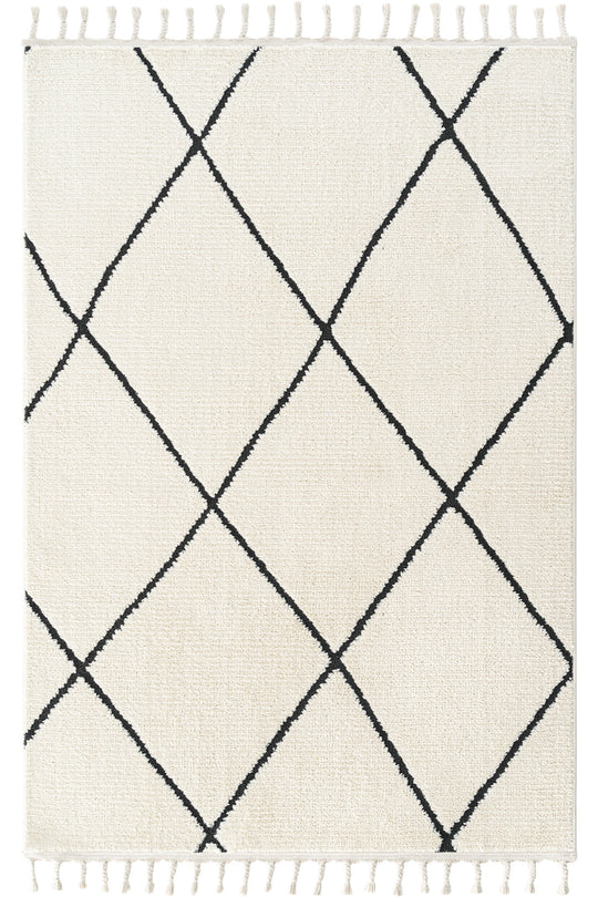 Cool Halı Milan 2021 Krem Siyah Yumuşak Dokulu İskandinav Halı