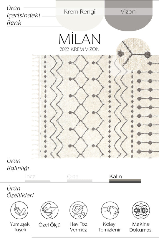 Cool Halı Milan 2022 Krem Vizon Yumuşak Dokulu İskandinav Halı