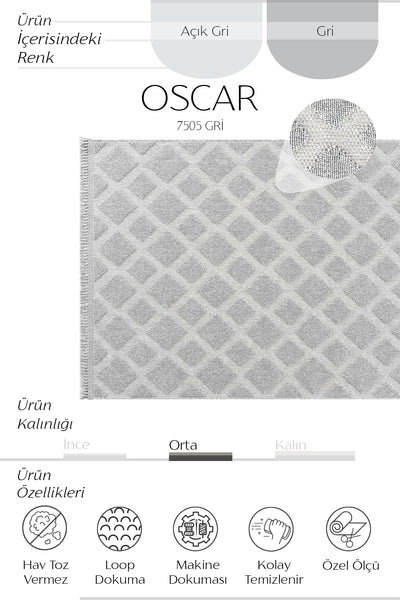 Cool Halı Oscar 7505 Gri Yumuşak Tuşeli Kesme Halı