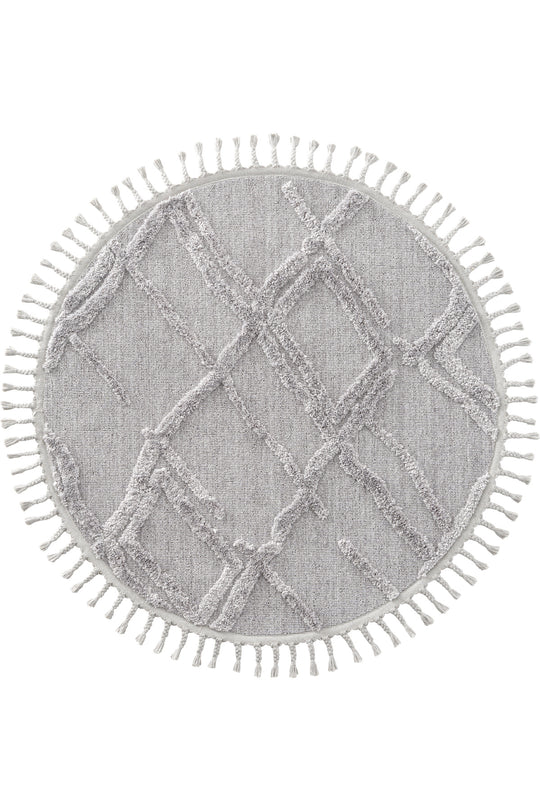 Cool Halı Palazzo PLZ 03 Gri Yuvarlak Yumuşak ve Parlak Tuşeli İskandinav Halı