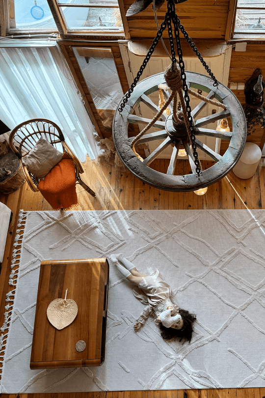 Cool Halı Palazzo PLZ 03 Krem Yumuşak ve Parlak Tuşeli İskandinav Halı