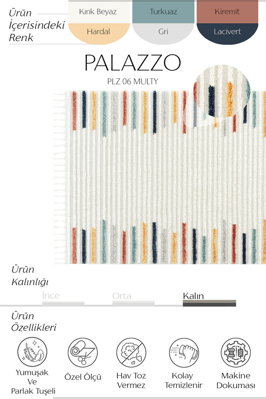 Cool Halı Palazzo PLZ 06 Multi Yumuşak Ve Parlak Tuşeli İskandinav Halı