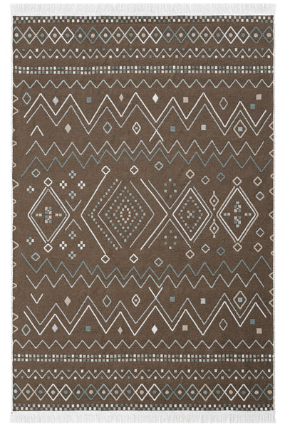 Cool Halı Perla 05 Bej Yeşil Çift Taraflı Yıkanabilir Kilim