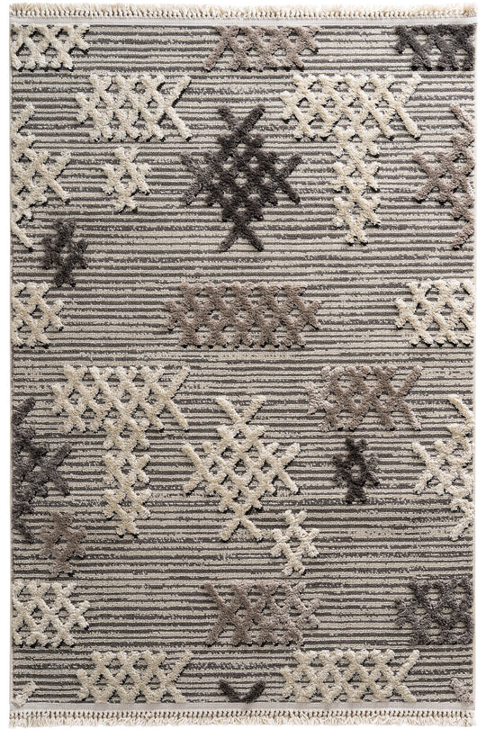 Cool Halı Sakura 2205 Gri Etnik Desenli Modern Salon Halısı