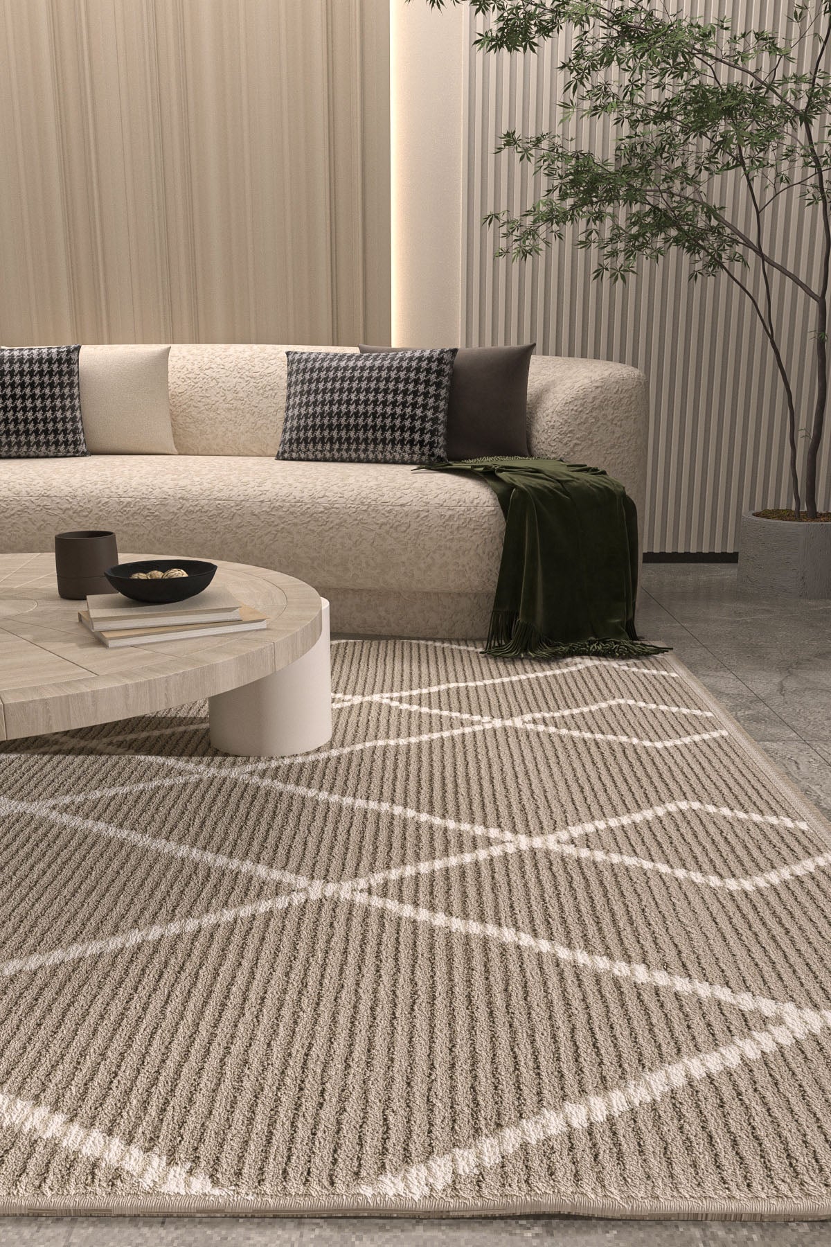 Cool Halı Vetrina 3608 Vizon Yumuşak Dokulu Modern Salon Halısı