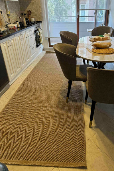 Cool Halı Mocha 671 Kahve Jüt Hasır Görünümlü Saçaklı Halı
