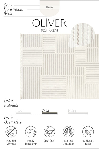 Cool Halı Oliver 9201 Krem Yumuşak Tuşeli Modern Kesme Halı