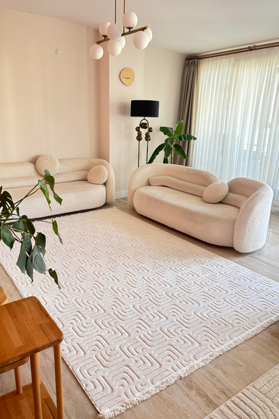 Cool Halı Oliver 9209 Krem Yumuşak Tuşeli Modern Kesme Halı