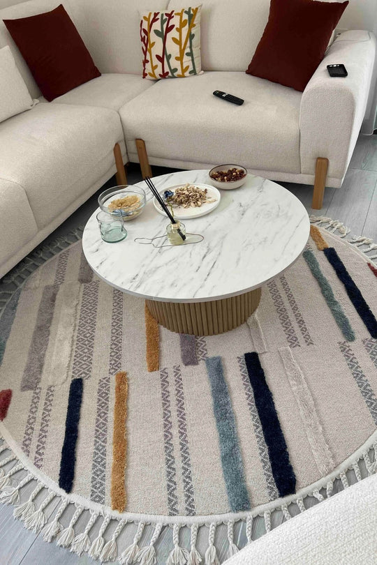Cool Halı Palazzo PLZ 01 Multi Yuvarlak Yumuşak ve Parlak Tuşeli İskandinav Halı