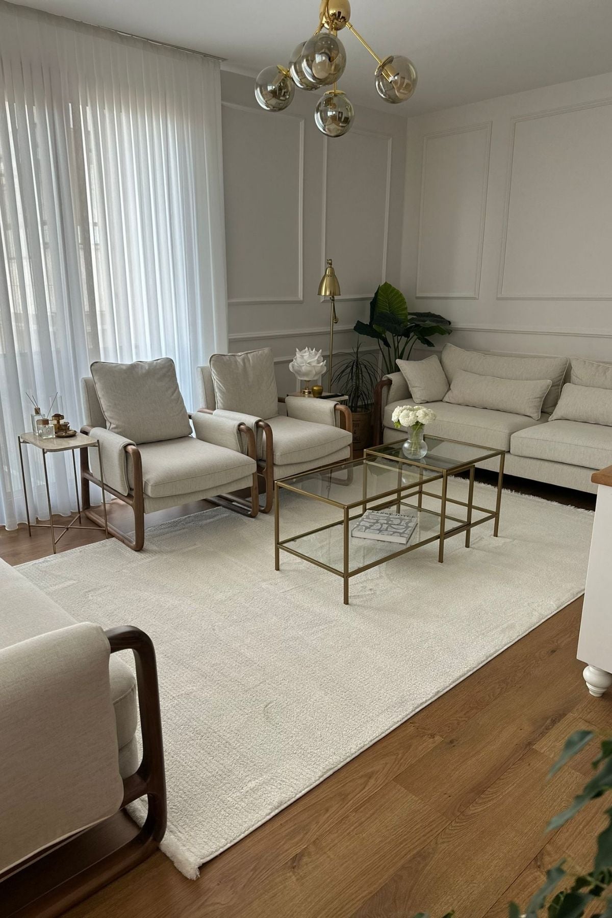 Cool Halı Vetrina 3601 Krem Yumuşak Dokulu Modern Salon Halısı