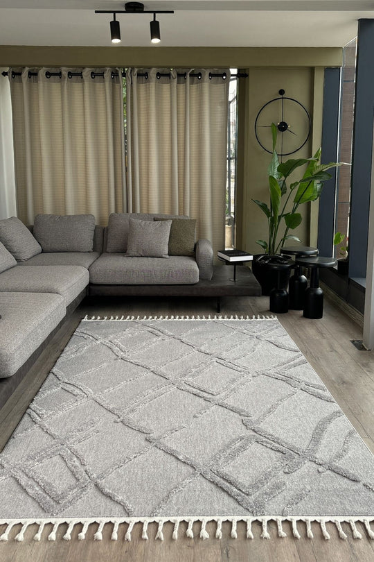 Cool Halı Palazzo PLZ 03 Gri Yumuşak ve Parlak Tuşeli İskandinav Halı