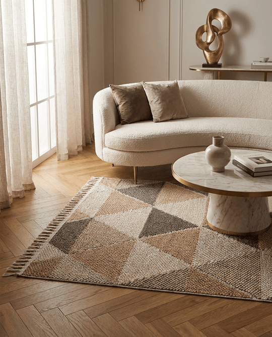 Bress 1405 kesme halı şık salon dekorasyonunda geometrik desenli modern halı