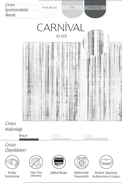 Cool Halı Carnival Açık Gri Renkli Makinede Yıkanabilir Halı