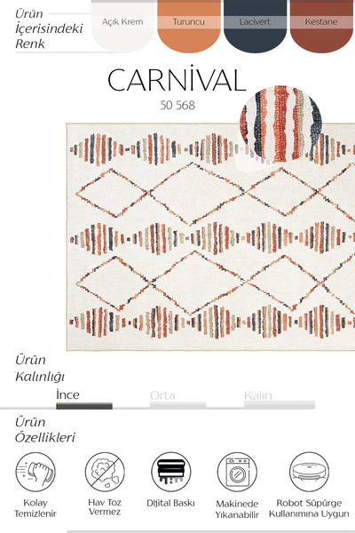 Cool Halı Carnival Krem Renkli Makinede Yıkanabilir Halı