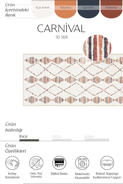 Cool Halı Carnival Krem Renkli Makinede Yıkanabilir Yolluk