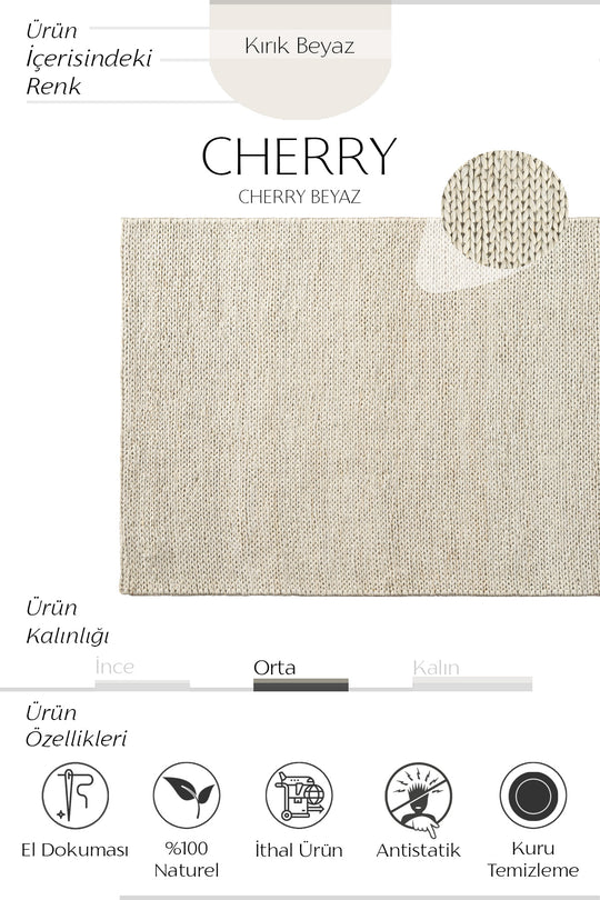 Cool Halı Cherry Beyaz Jüt Halı