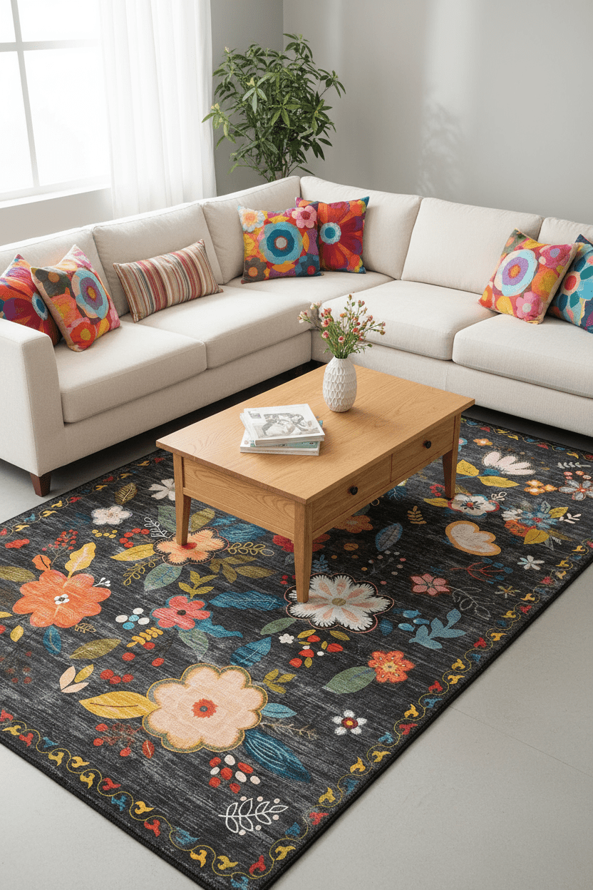 Cool Halı Daisy 614 Renkli Makinede Yıkanabilir Halı Mekan