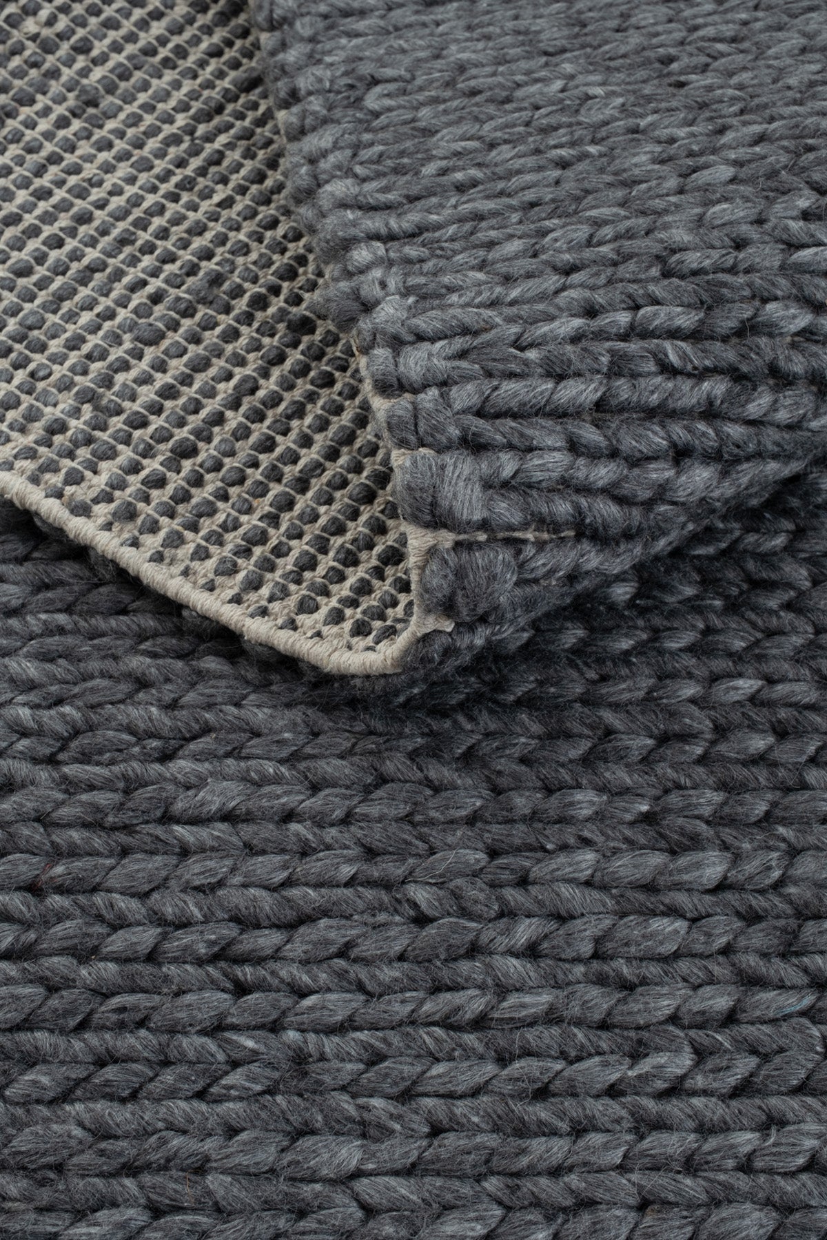 Cool Halı Elegance Basketweave Antrasit El Dokuma Yün Halı