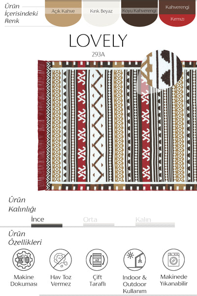 Cool Halı Lovely 293A Renkli Makinede Yıkanabilir Çift Taraflı Kilim