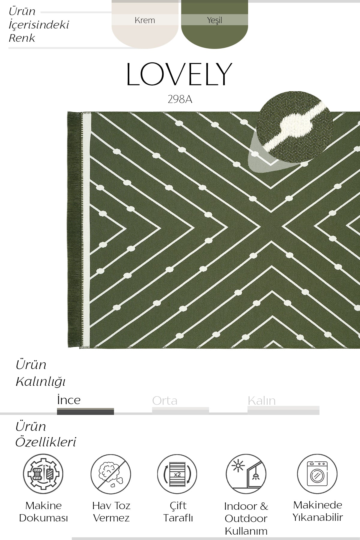 Cool Halı Lovely 298A Renkli Makinede Yıkanabilir Çift Taraflı Kilim
