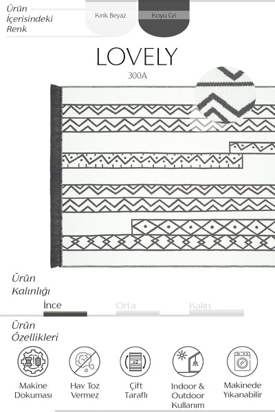 Cool Halı Lovely 300A Renkli Makinede Yıkanabilir Çift Taraflı Kilim