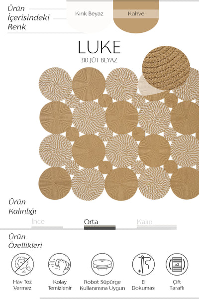 Cool Halı Luke 310 Kahve Beyaz El Dokuması Dekoratif Halı