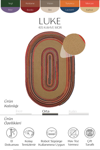 Cool Halı Luke 405 Renkli El Dokuması Dekoratif Oval Halı