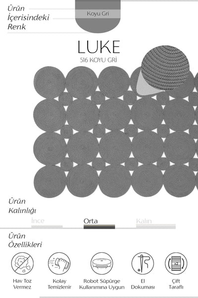 Cool Halı Luke 516 Koyu Gri El Dokuması Dekoratif Halı