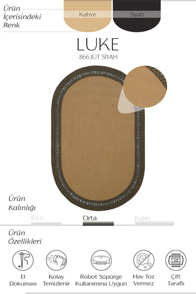 Cool Halı Luke 866 Kahve Siyah El Dokuması Dekoratif Oval Halı