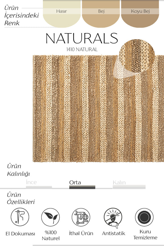 Cool Halı Naturals 1410 Natural Doğal Jüt Örgü Halı