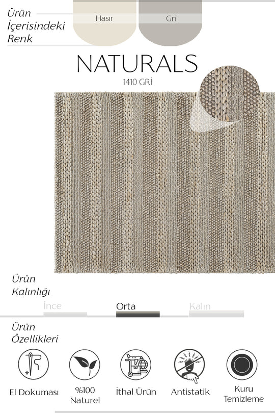 Cool Halı Naturals 1410 Silver Doğal Jüt Örgü Halı