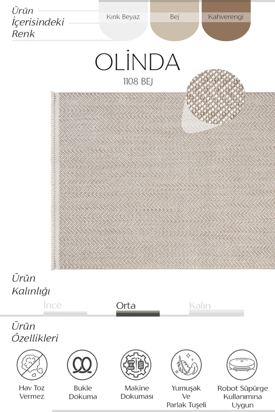 Cool Halı Olinda 1108 Bej İskandinav Kesme Halı