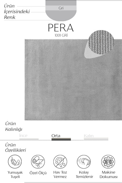 Cool Halı Pera 1001 Gri Yumuşak Dokulu Modern Kesme Halı