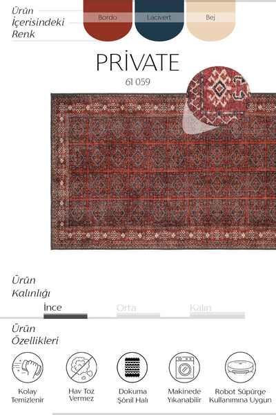 Cool Halı Private 61-059 Bordo Vintage Halı