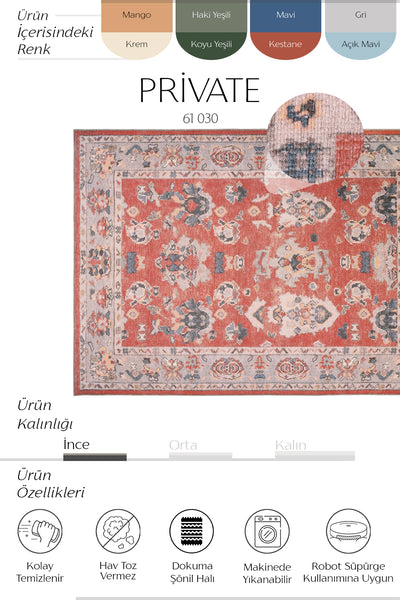 Cool Halı Private 61-030 Kırmızı Renkli Vintage Halı