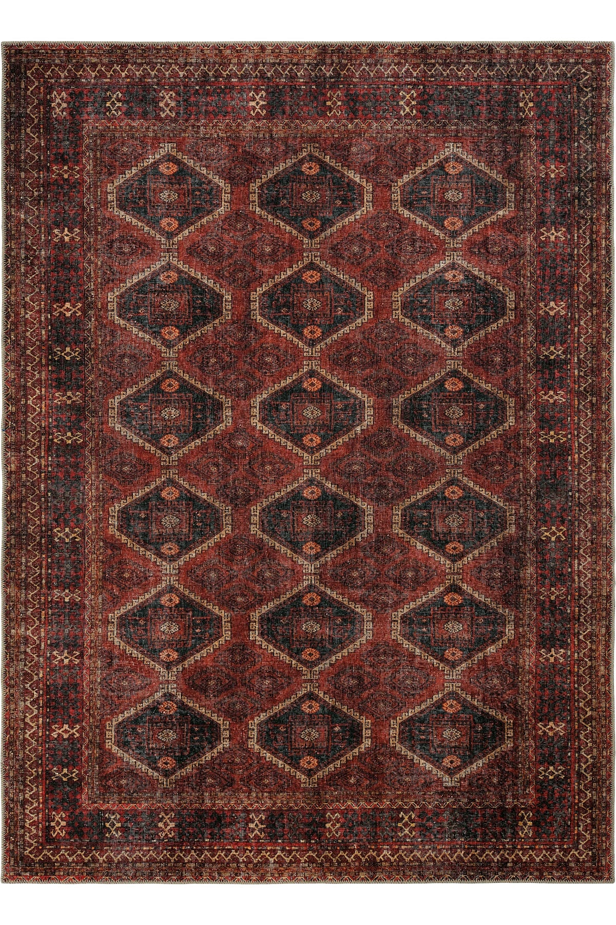 Cool Halı Private 61-058 Koyu Bordo Renkli Vintage Halı