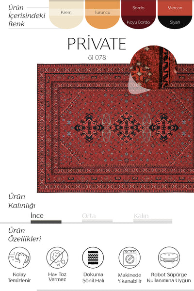 Cool Halı Private 61-078 Koyu Bordo Vintage Halı