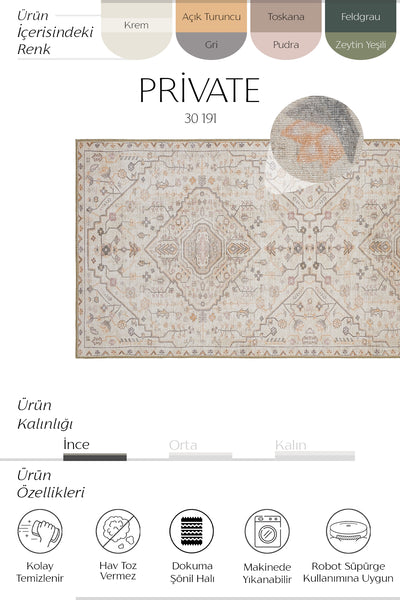 Cool Halı Private 30-191 Krem Vintage Halı