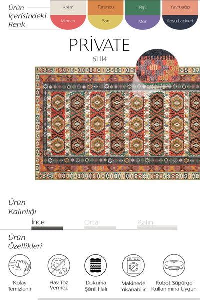 Cool Halı Private 61-114 Lacivert Renkli Vintage Halı