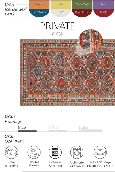 Cool Halı Private 61-085 Turuncu Mavi Vintage Halı