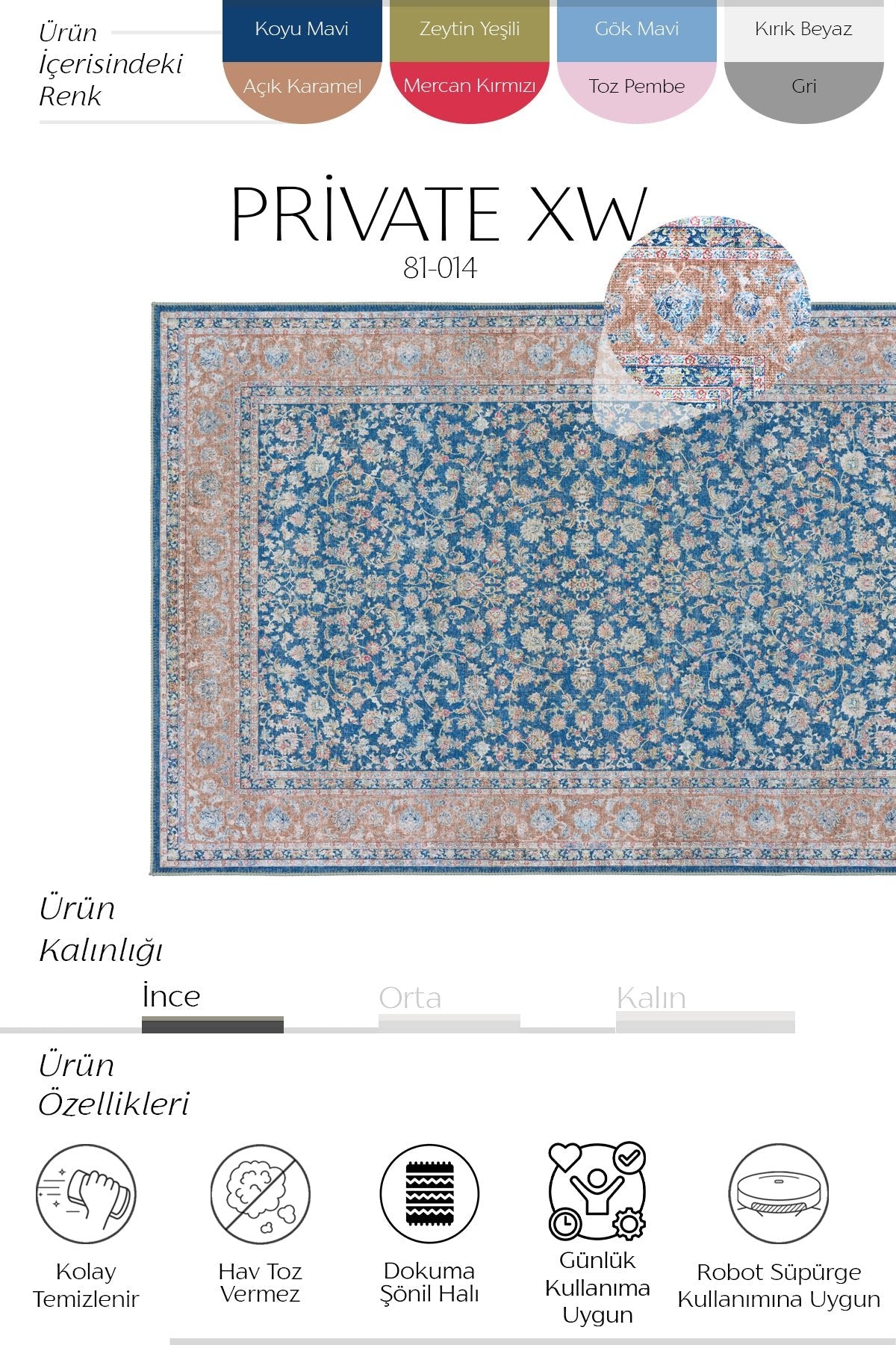 Cool Halı Private XW 81-014 Vintage Yolluk 80x200 | Cool Halı