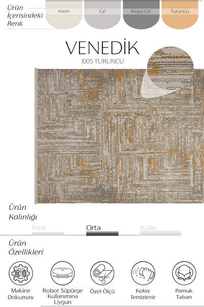Cool Halı Venedik 1005 Turuncu Modern Salon Halısı