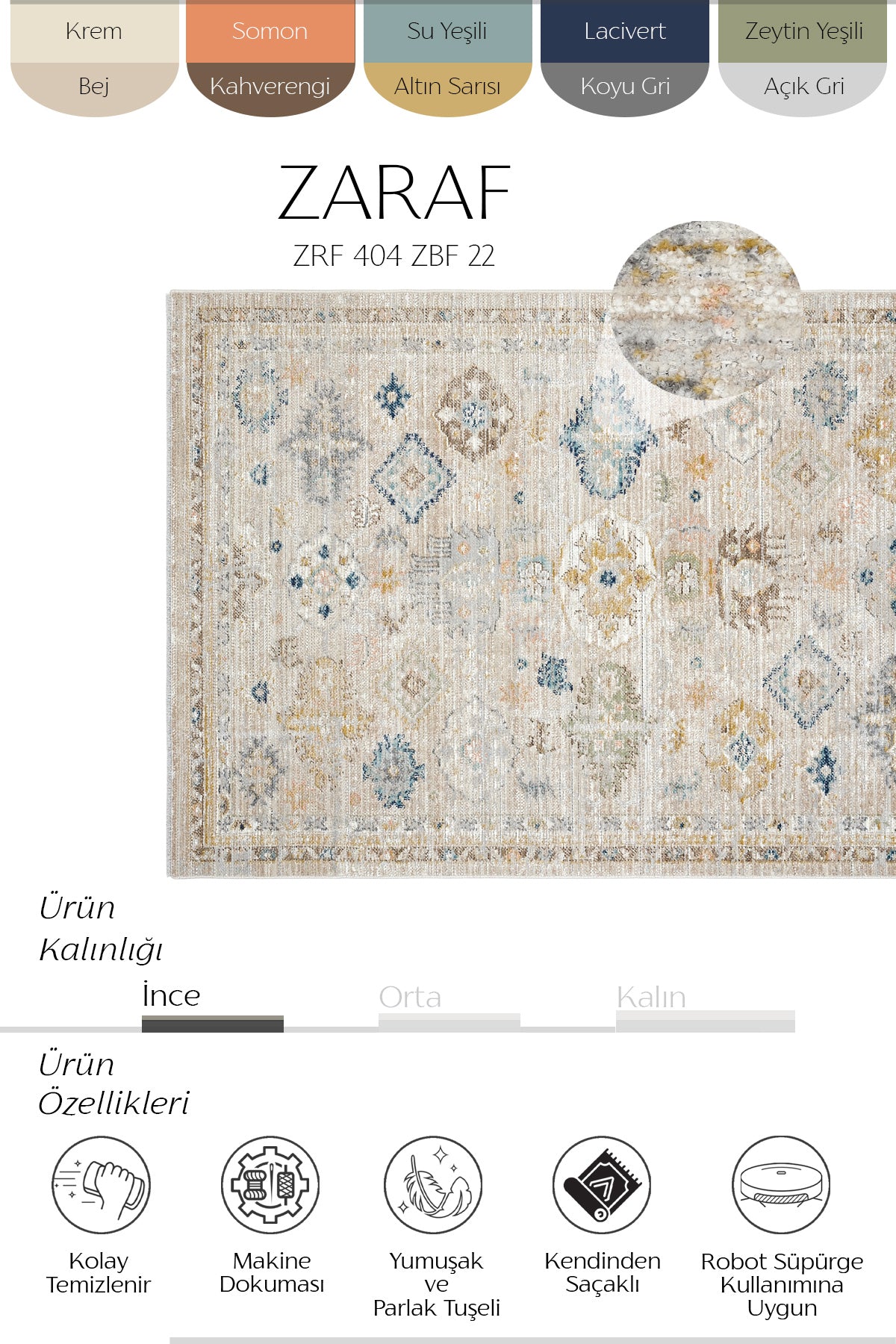Cool Halı Zaraf 404-22 Bej Lacivert Vintage Halı