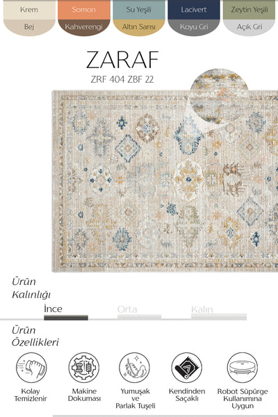 Cool Halı Zaraf 404-22 Bej Lacivert Vintage Halı