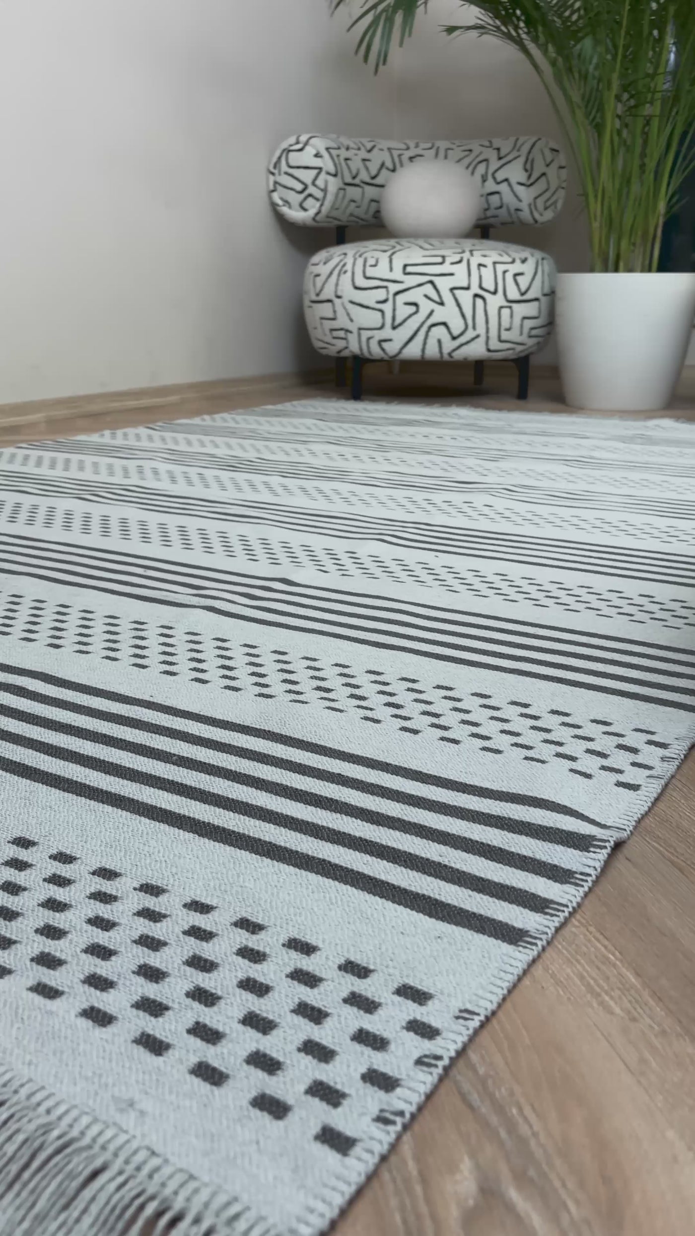 Cool Halı Lovely 287A Gri Makinede Yıkanabilir Çift Taraflı Kilim