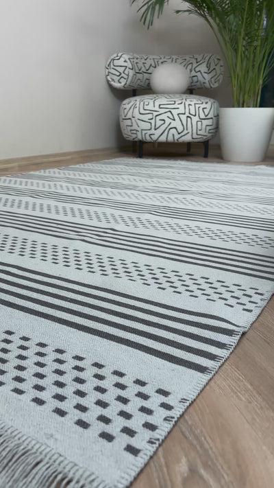 Cool Halı Lovely 287A Gri Makinede Yıkanabilir Çift Taraflı Kilim